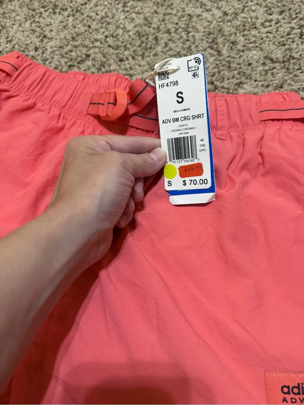 Adidas Adventure Cargo Short in Semi Turbo Mens S NWT